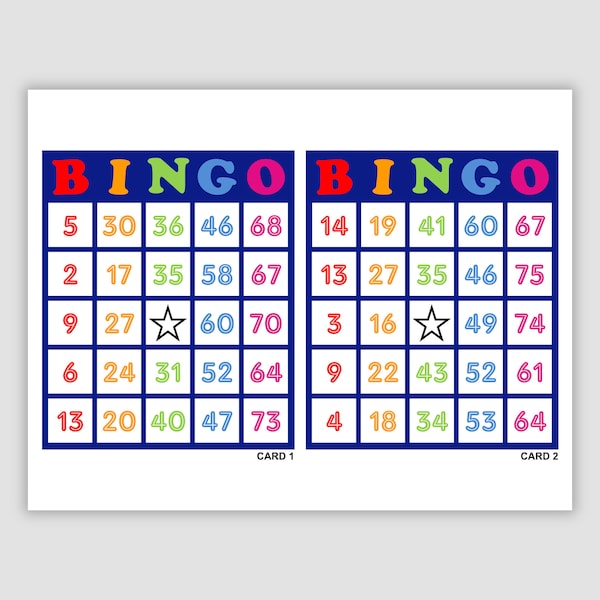 200 Bingo Cards Pdf Download, 2 Per Page, Instant Printable Fun Party Game, Colorful