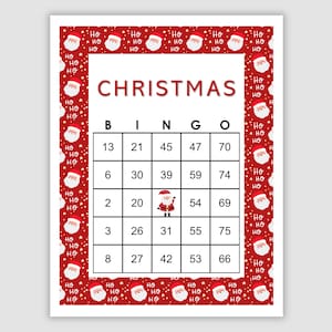200 Christmas Bingo Cards, 1, 2, and 4 Per Page, Instant Printable Fun Party Game PDF Download Santa Ho Ho Ho Border