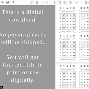 100 Printable Bingo Cards Pdf Download, 1, 2, and 4 per Page, Instant ...