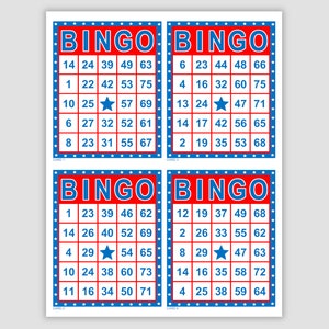 100 Patriotic Bingo Cards Pdf Download, 1, 2, and 4 Per Page, Instant Printable Fun Party Game