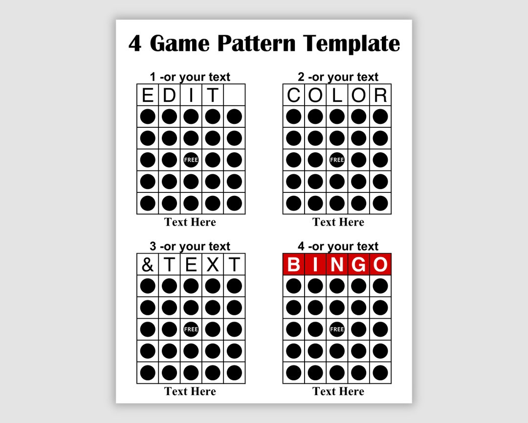 Editable Bingo Pattern Program Flyer, Easily Create Your Own 4 Game ...