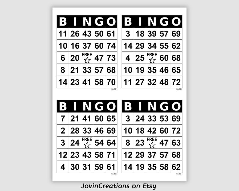 500 Bingo Cards Pdf Download, 1, 2, and 4 per Page, Jumbo Large Print ...