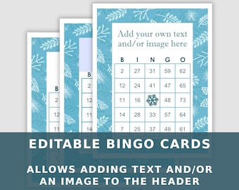 200 Editable Bingo Cards, Allows Adding Text and/or an Image to the Top Area, PDF Download, Instant Printable Fun Party Game, Winter Bingo