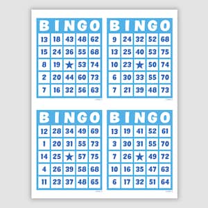 1000 Bingo Cards Pdf Download, 1, 2, and 4 Per Page, Instant Printable Fun Party Game, Blue