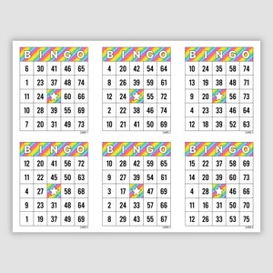 1200 Bingo Cards Pdf Download, 1, 2, 4, and 6 Per Page, Instant Printable Fun Party Game, Pride Bingo, Rainbow Bingo, Colorful Striped Bingo