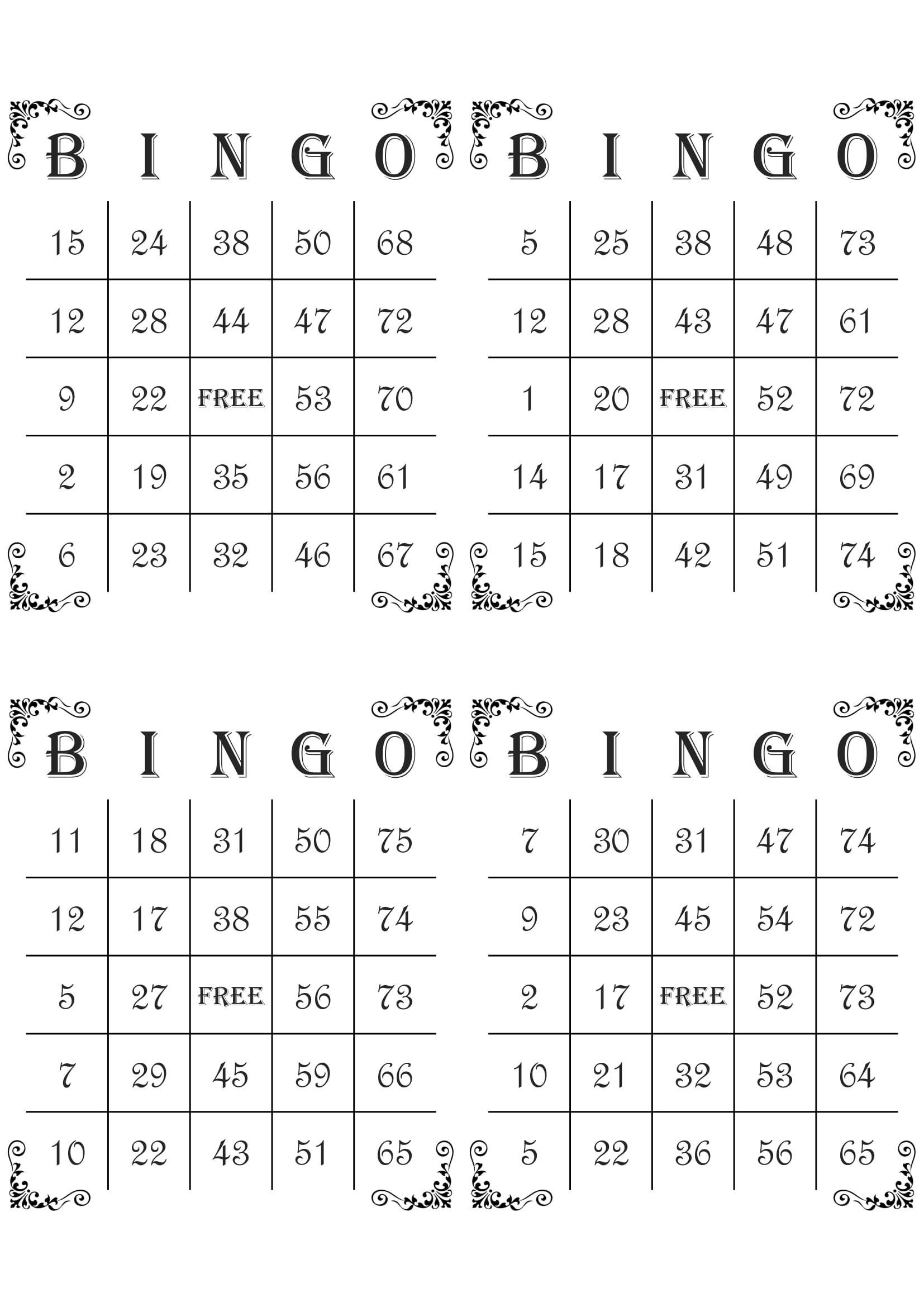 Bingo Cards 1000 Cards 4 per Page Instant Pdf Download - Etsy Ireland