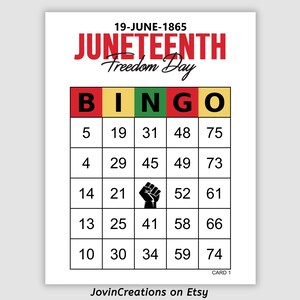 1000 Juneteenth Bingo Cards Pdf Download, 1, 2, 4, and 9 Per Page, Instant Printable Fun Party Game