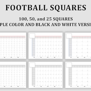 Football Squares, Instant Printable Pdf Download