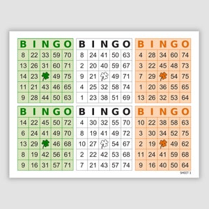6000 Bingo Cards Pdf Download, 6 Per Page, Instant Printable Fun Party Game, St. Patrick's Day Irish Flag