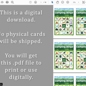 100 Camping Bingo Cards PDF Download, 1 and 2 per Page, Instant ...