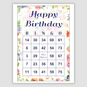 500 Birthday Bingo Cards Pdf Download, 1 and 2 per page, 75 call, Instant Printable Fun Party Game, Floral
