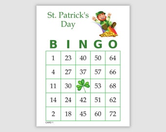 1000 St. Patrick's Day Bingo Cards Pdf Download, 1 and 2 per page, Instant Printable Fun Party Game, leprechaun rainbow slide