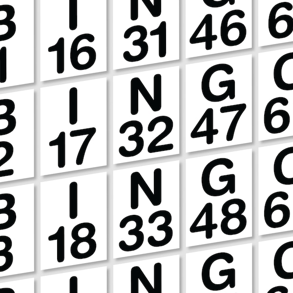 Large Print Bingo Calling Cards, Jumbo Easy Read Printable Cards For Visually Impaired, Instant Pdf Download, 75 Cards, 1 Per Page EZ Read