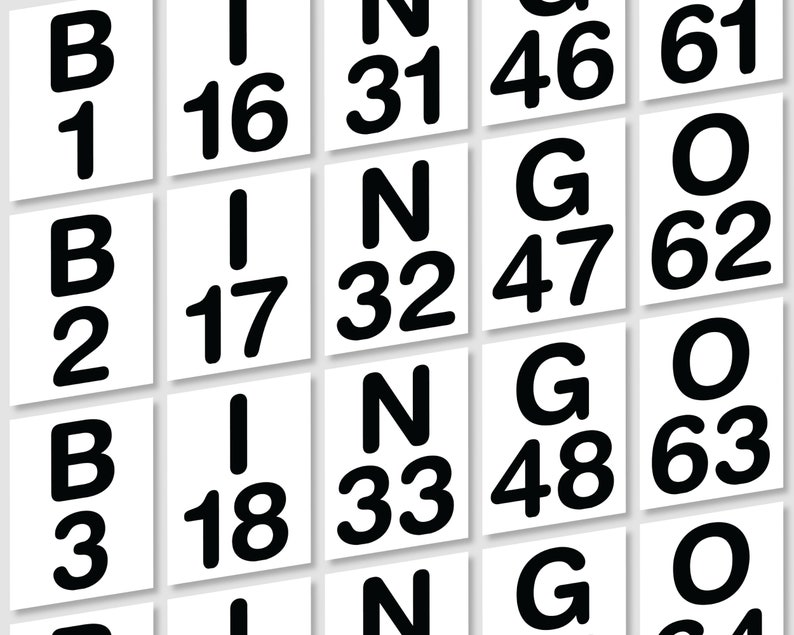 Bingo Ranges Large Print Bingo Calling Cards, Jumbo Easy Read Printable Cards for ...