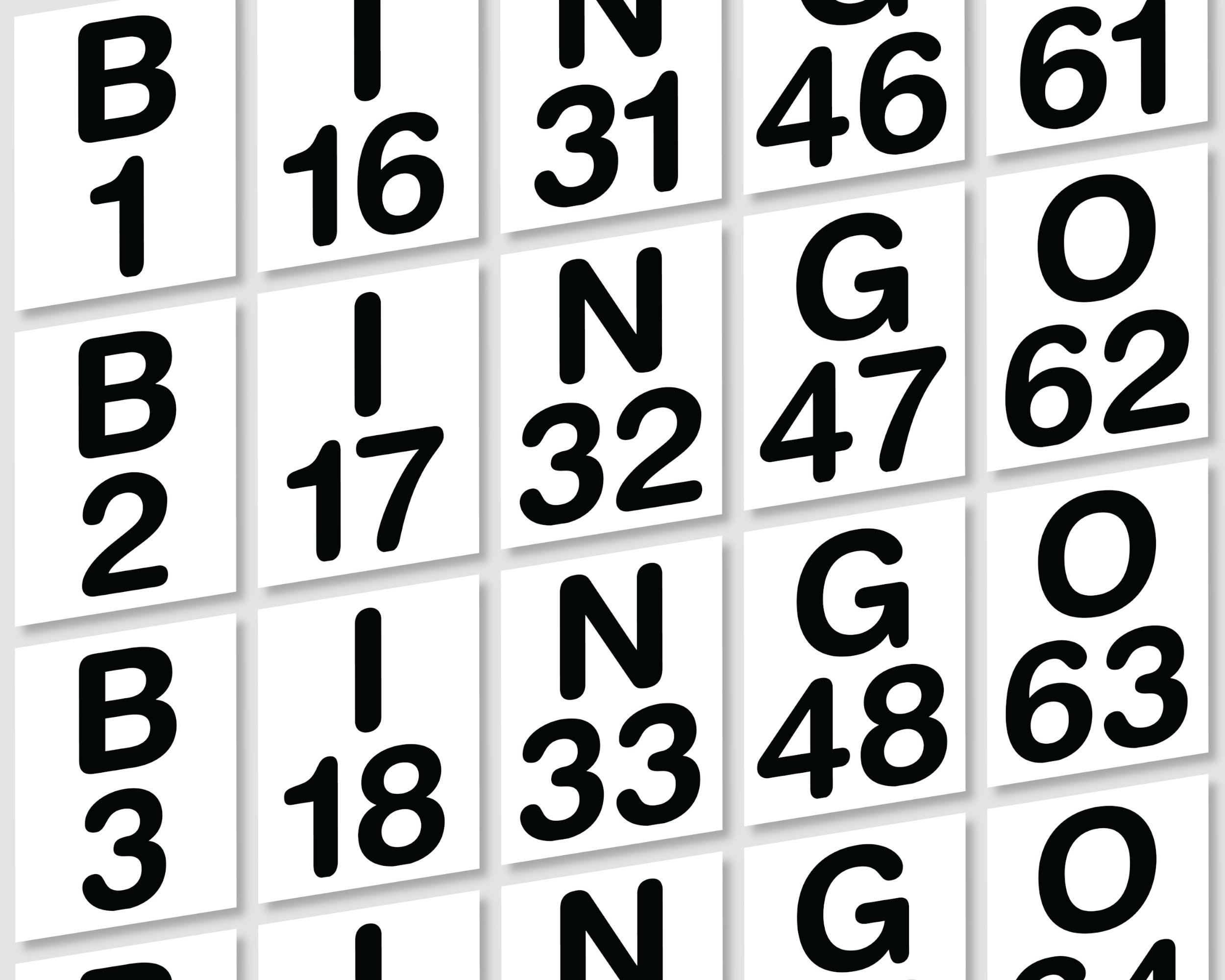 Large Print Bingo Calling Cards, Jumbo Easy Read Printable Cards