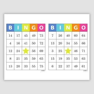 1000 Bingo Cards Pdf Download, 2 Per Page, Instant Printable Fun Party Game