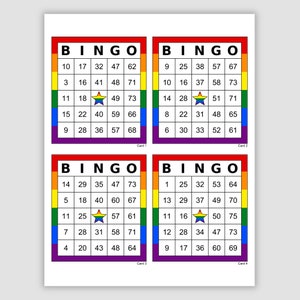 1000 Rainbow Bingo Cards Pdf Download, 1, 2, 4, and 6 Per Page, Instant Printable Fun Party Game