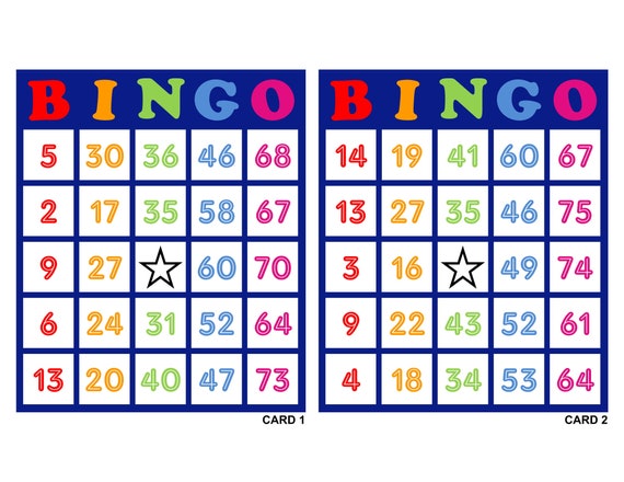 Bingo Cards 200 Cards 2 per Page Pdf Download Colorful - Etsy