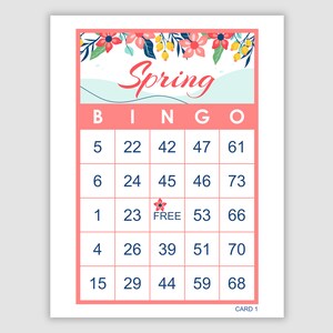 1000 Bingo Cards, Pdf Download, 1, 2, and 4 Per Page, Instant Printable Fun Spring Bingo Party Game, Pink with Flowers