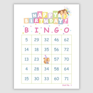 200 Birthday Bingo Cards Pdf Download, 1 Per Page, 75 call, Instant Printable Fun Party Game, Squirrels