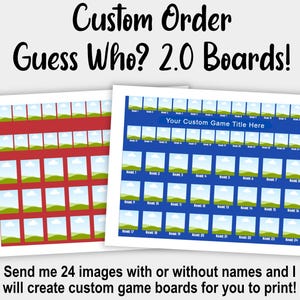 Custom Order Printable Guess Who 2.0 Game Boards, Send me 24 images, I will create your custom game to print, delivered as a .pdf