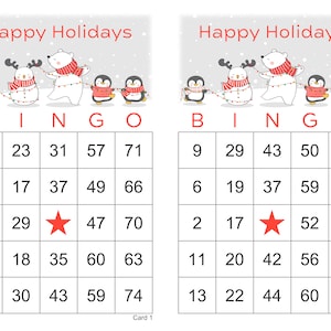 1000 Happy Holidays Bingo Cards Pdf Download, 2 Per Page, Instant Printable Fun Party Game