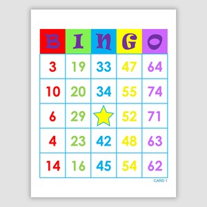 1000 Bingo Cards Pdf Download, 1 Per Page, Instant Printable Fun Party Game, Colorful