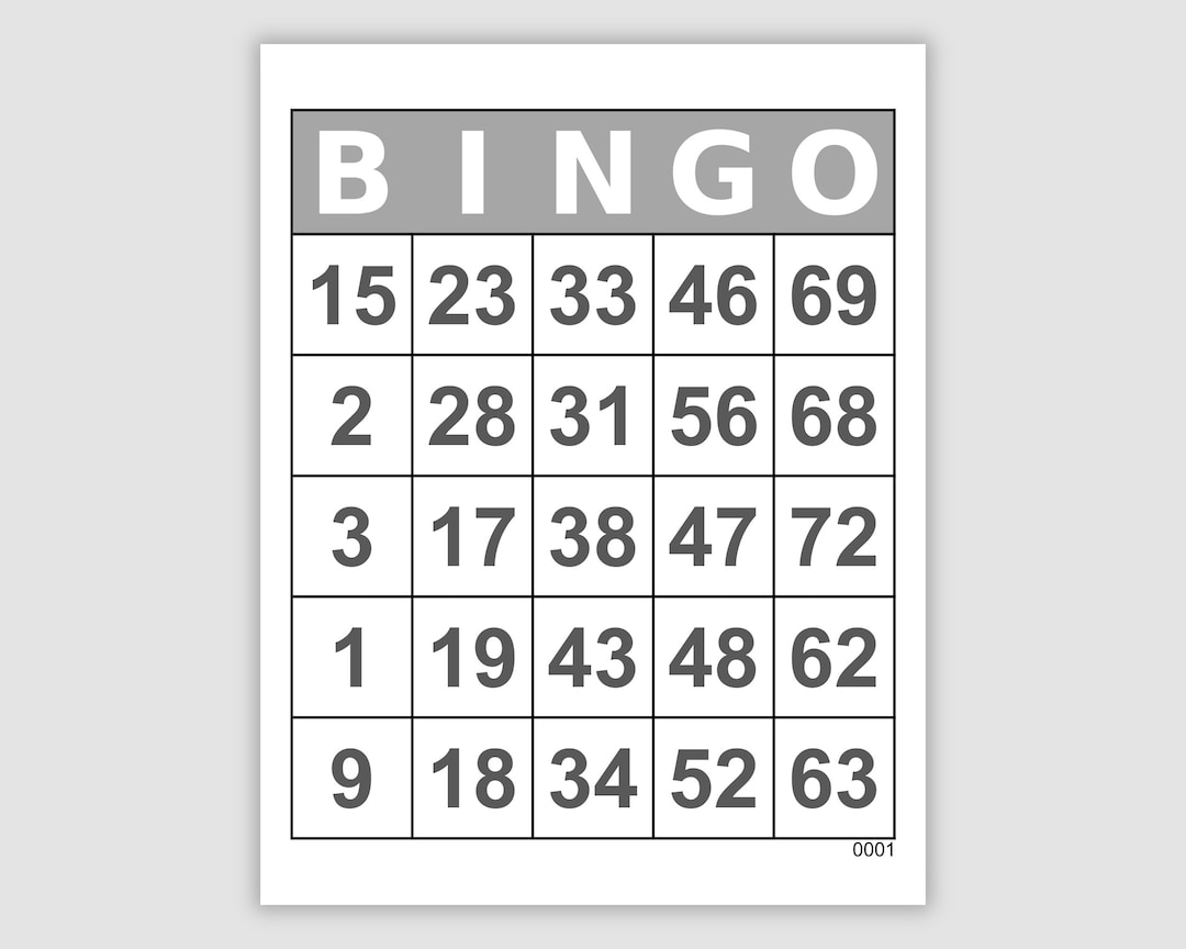 1000 Bingo Cards Pdf Download, Large Print, No Free Space, 1, 2, and 4 ...