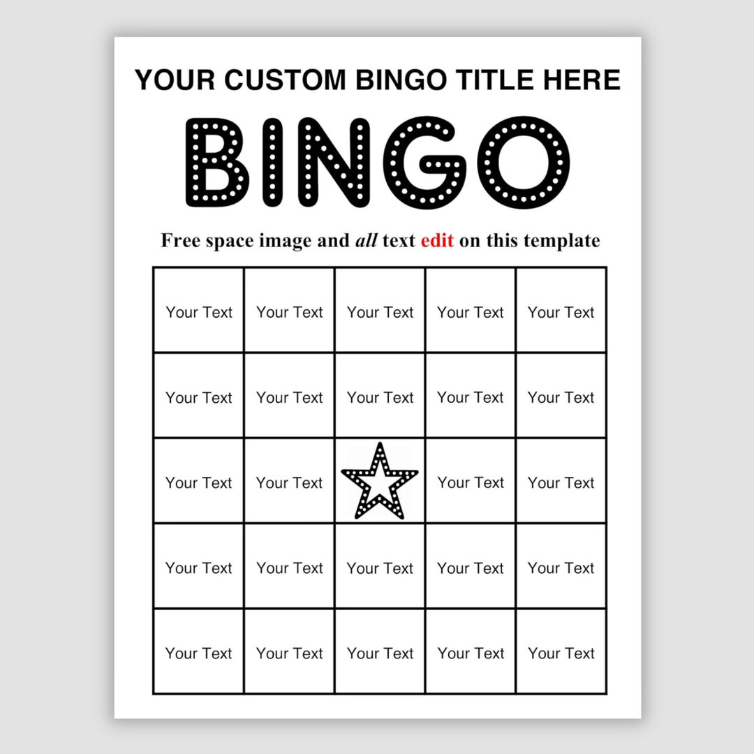 Editable Bingo Template 100 Cards Automatically Fill 48 Etsy
