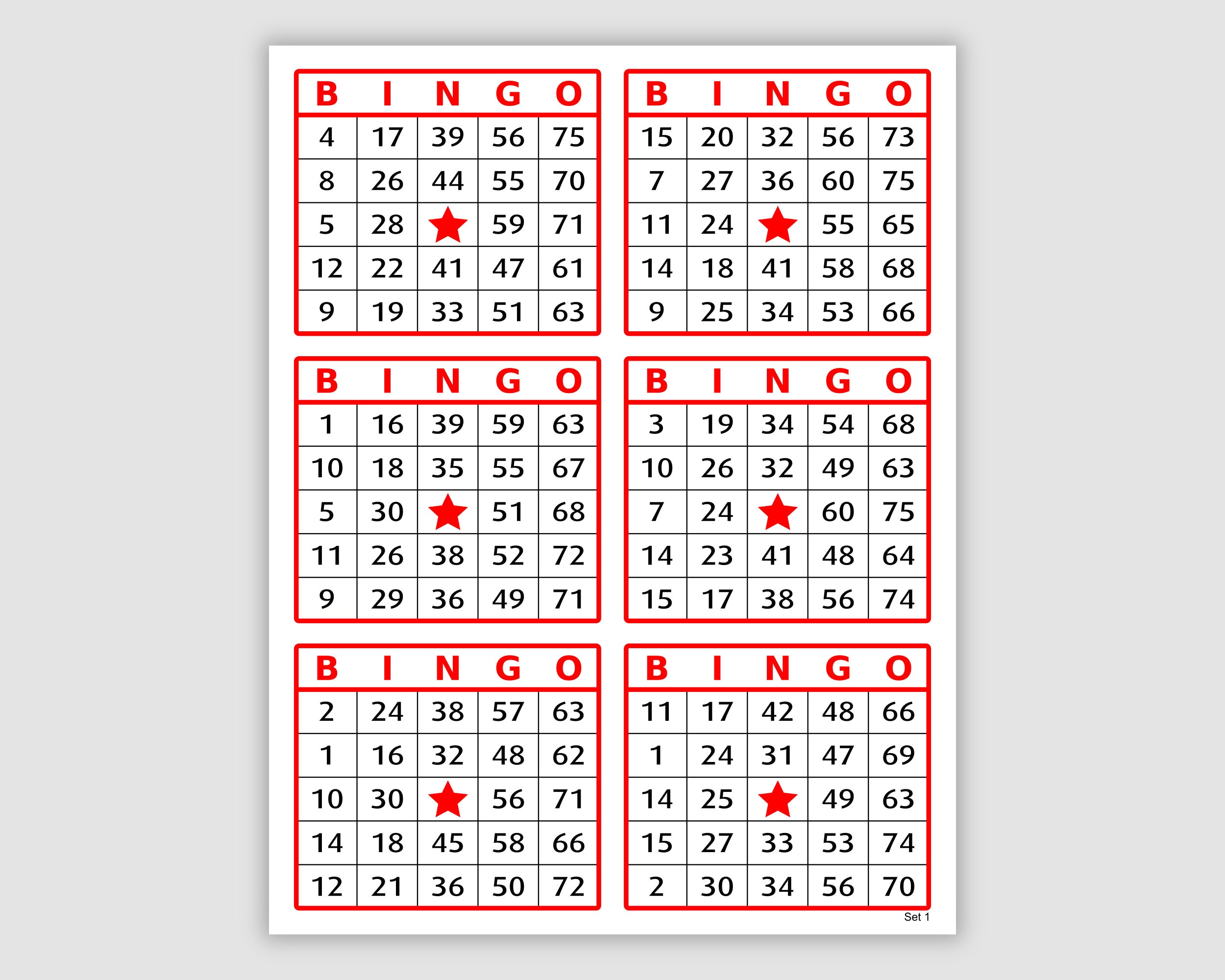 6000 Bingo Cards Pdf Download, 6 Per Page, Instant Printable Fun Party Game, Red 6 On Bingo Book, Red and White File