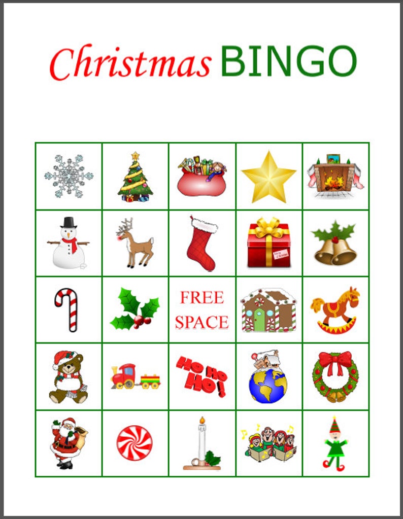 100 Printable Christmas Bingo Cards 1 per page Fun Christmas | Etsy