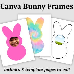 Make Custom Easter Bunnies With My Canva Frame, Canva Template Easter Bunny Classroom Printable for Easter Printable Bunny Coloring Page