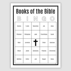 1200 Bible Bingo Cards With Clues, 1, 2, or 4 Per Page, Pdf, Books of the Bible Game for Kids and Adults Christian Sunday School Memory Game
