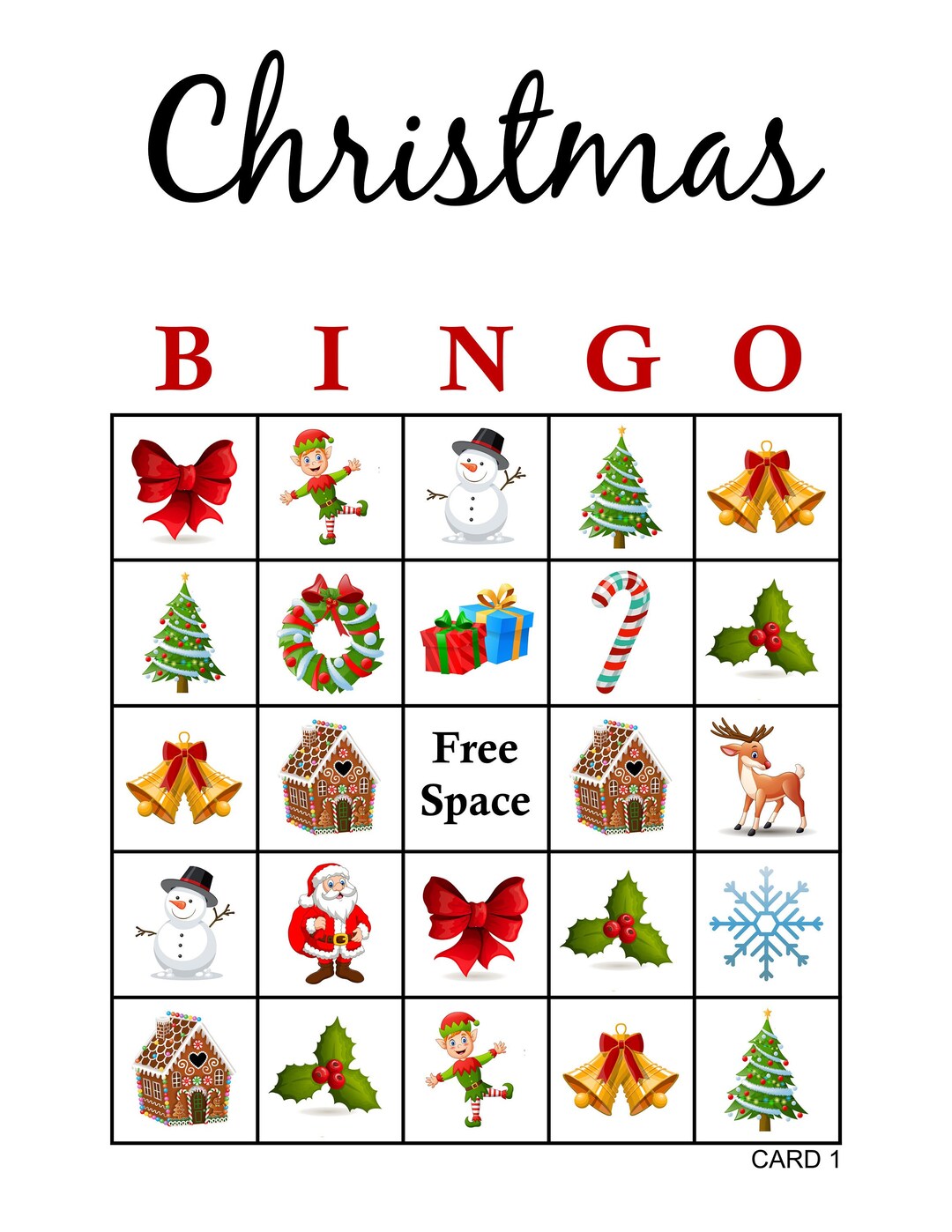 200 Christmas Picture Bingo Cards Pdf Download 75 Call 1 per - Etsy