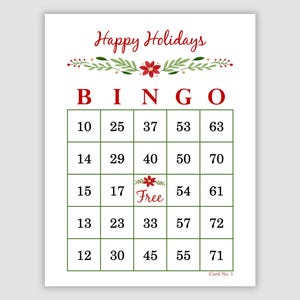 1000 Happy Holidays Bingo Cards Pdf Download, 1, 2, and 4 Per Page, Instant Printable Fun Holiday Party Game Christmas Bingo Cards