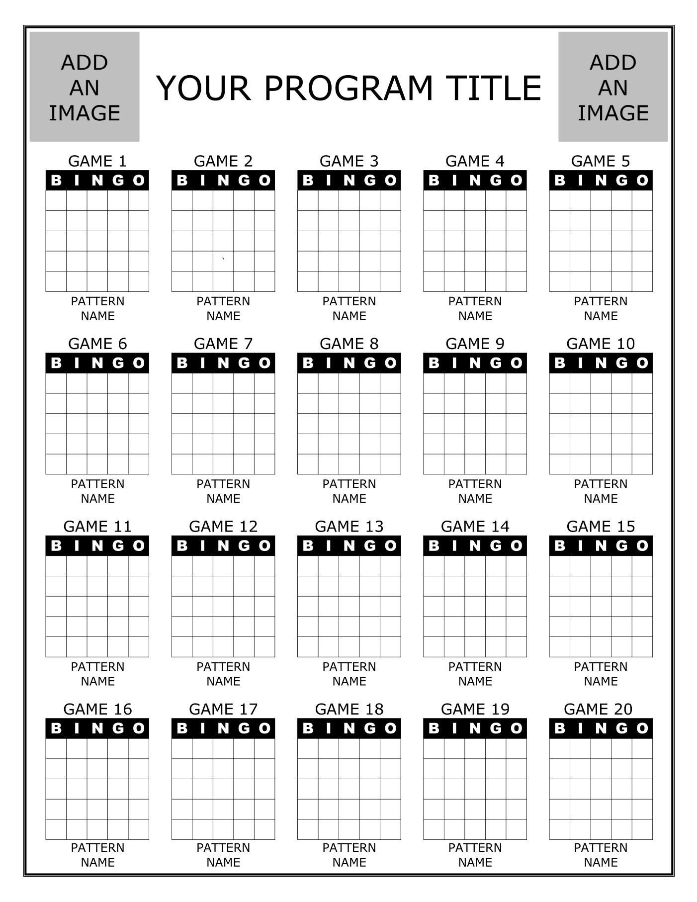 20 Game Editable Bingo Patterns, Create Your Own 20 Game Program Flyer ...