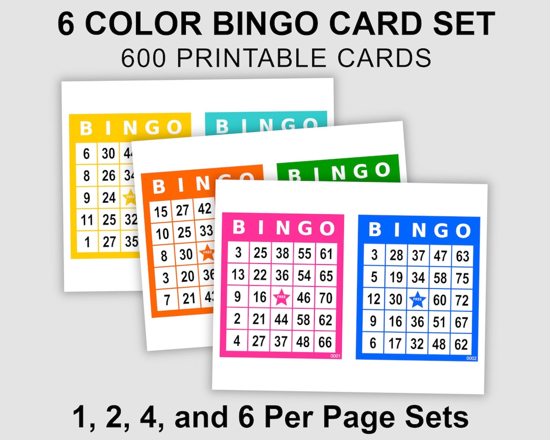 600 Bingo Cards Pdf Download, 1, 2, 4, and 6 per Page, Instant