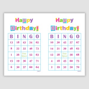 200 Birthday Bingo Cards Pdf Download, 75 call, Instant Printable Fun Party Game