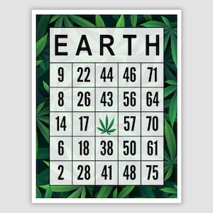 500 EARTH Bingo Cards Pdf Download, 1, 2, and 4 Per Page, Instant Printable Fun Earth Day Party Game, Cannibis