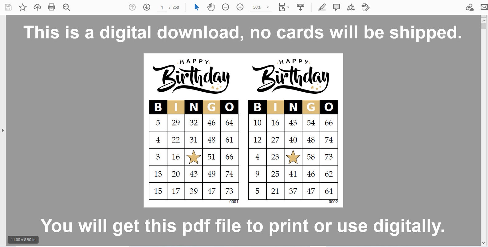 500 Birthday Bingo Cards Pdf Download 1 and 2 per Page - Etsy