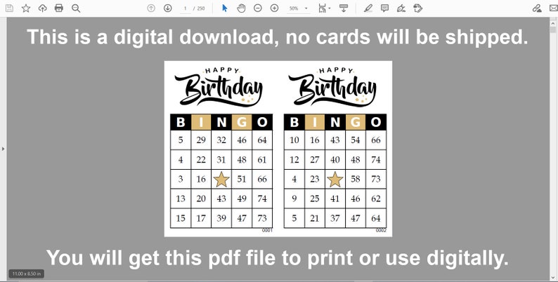 500 Birthday Bingo Cards Pdf Download 1 and 2 per Page - Etsy