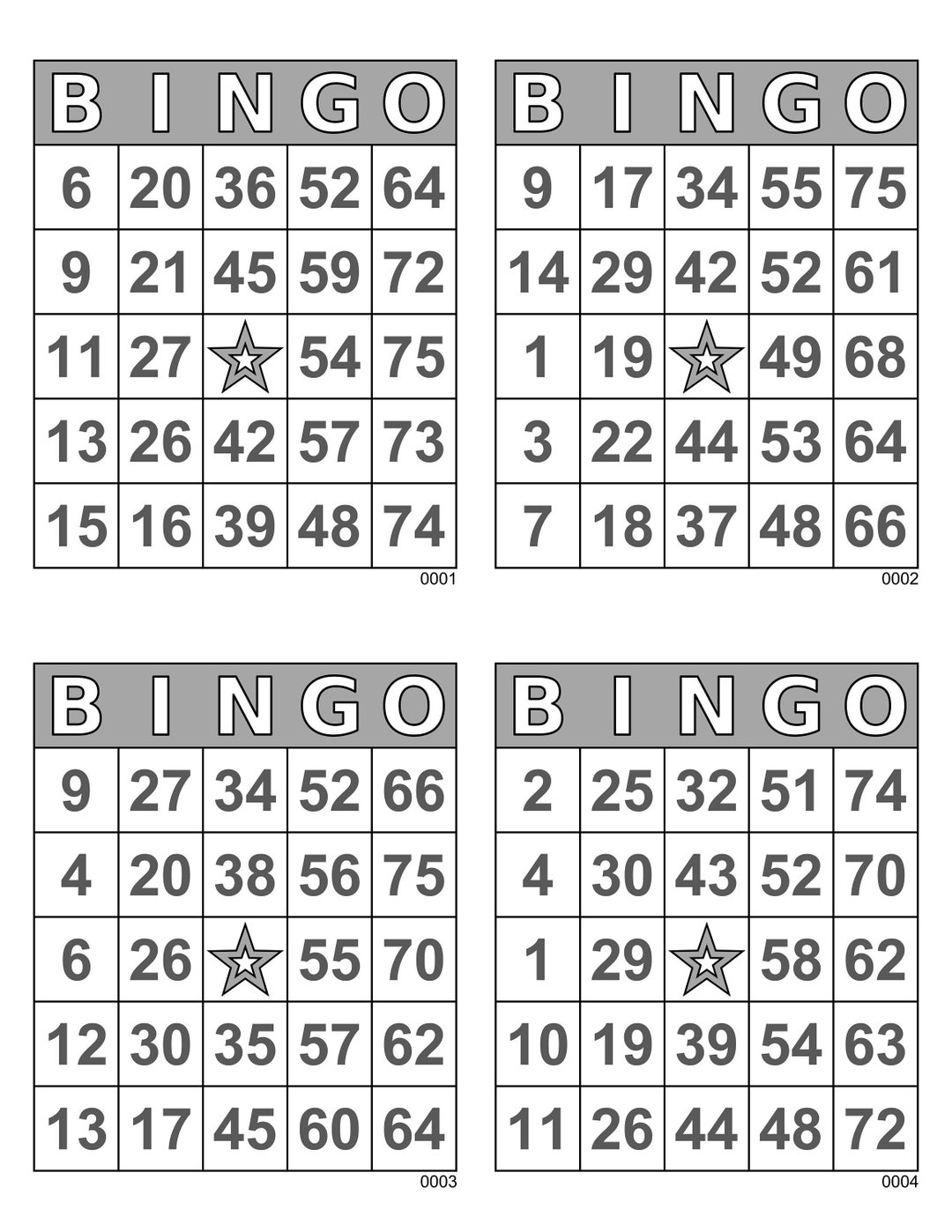 5000 Bingo Cards Pdf Download 1 2 and 4 per Page Large - Etsy