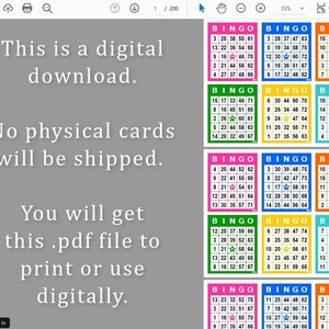 1200 Bingo Cards Pdf Download, 1, 2, 4, and 6 per Page, Instant ...