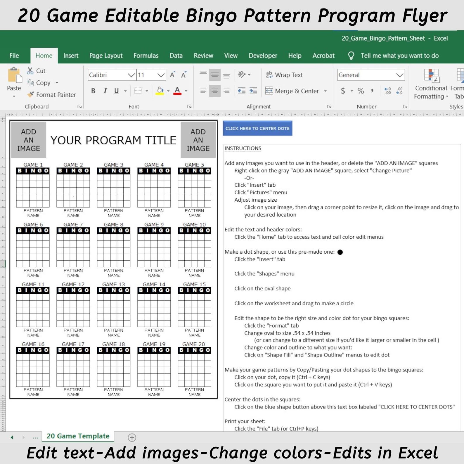 Program For Bingo 20 Game Editable Bingo Patterns, Create Your Own 20 Game Program Flyer ...