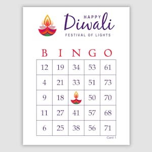 1000 Diwali Bingo Cards Pdf Download, 1 and 2 per Page, Instant ...