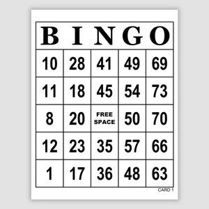 500 Jumbo Printable Bingo Cards Pdf Download, 1, 2, 4, and 6 Per Page, Fun Party Game, Large Print Simple Black and White
