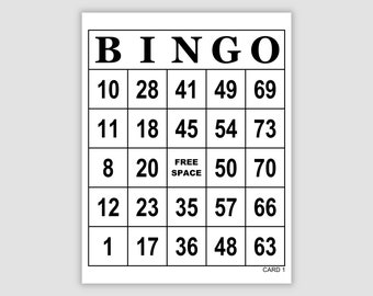 500 cartones de bingo imprimibles gigantes, descarga en PDF, 1, 2, 4 y 6 por página, divertido juego de fiesta, letra grande, simple en blanco y negro