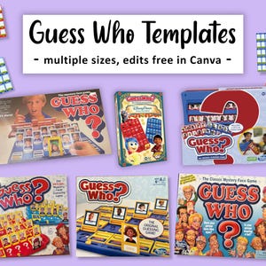 Make Custom Guess Who Game Pieces with my Canva Guess Who Template, Multiple Sizes Included, Editable Guess Who Canva Templates