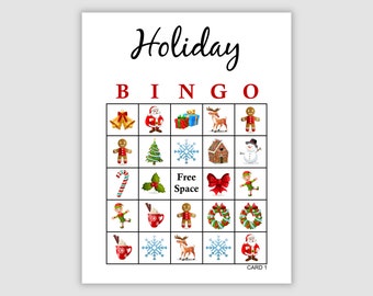 200 Holiday Bingo Cards Pdf Download, 75 Call, 1 and 2 Per Page, Instant Printable Fun Christmas Party Game Printable Holiday Memory Cards