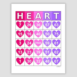 500 Heart Bingo Cards Pdf Download, 1, 2, and 4 Per Page, Instant Printable Fun Valentine's Day Party Game